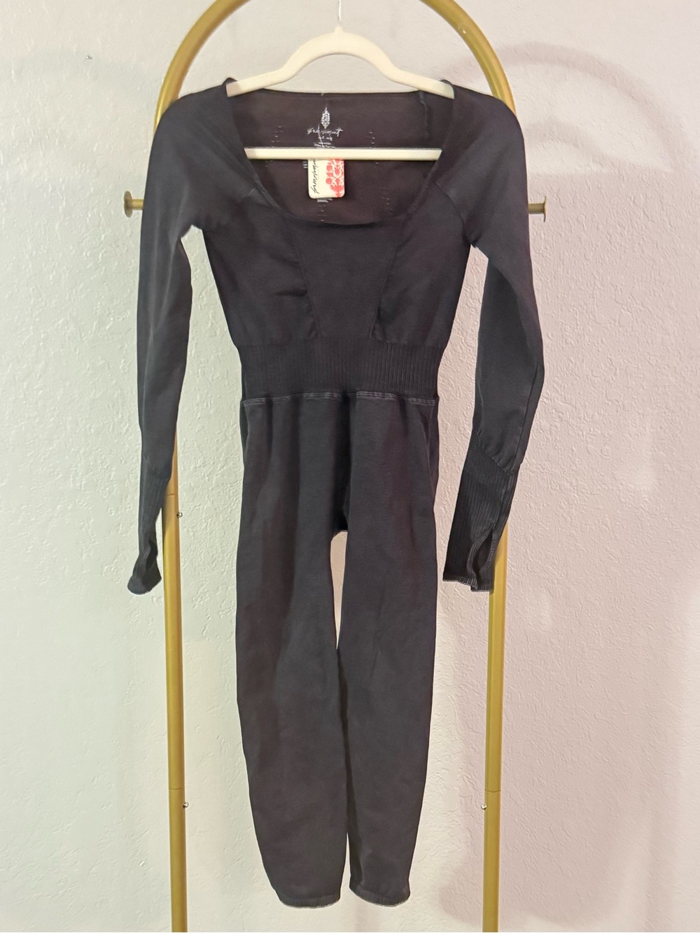 NWT FP Movement Free People Black Open Back Jumpsuit M/L